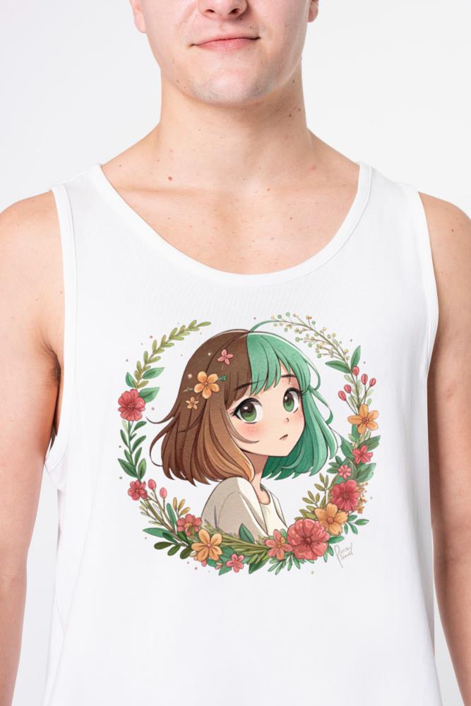 ????Sweet Blossom Anime_ Watercolor Girl Portrait???? - Unisex Tank Top