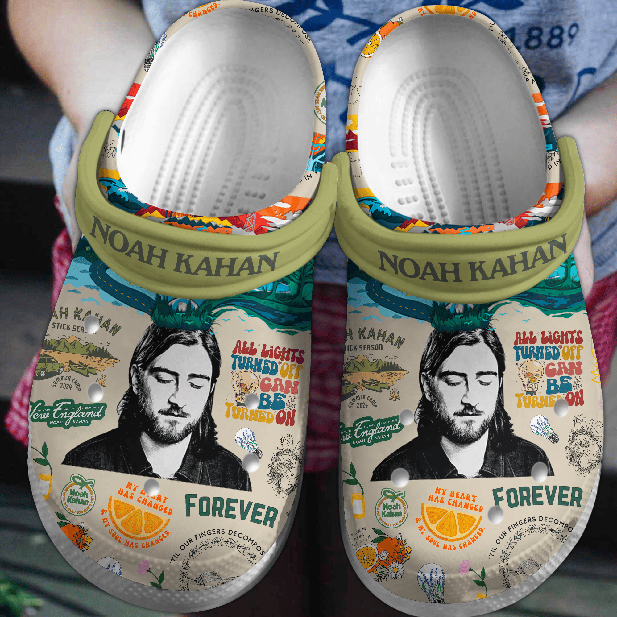  Noah Kahan Music Crocs Print White Sole