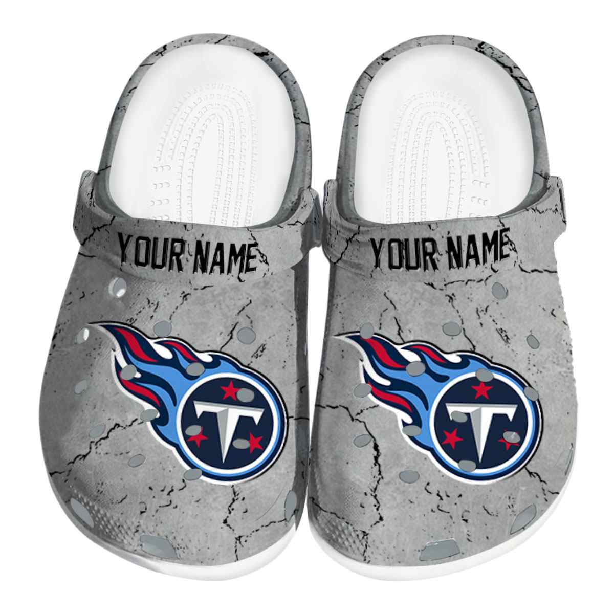  Tennessee Titans NFL Cracked Texture Crocs Clog