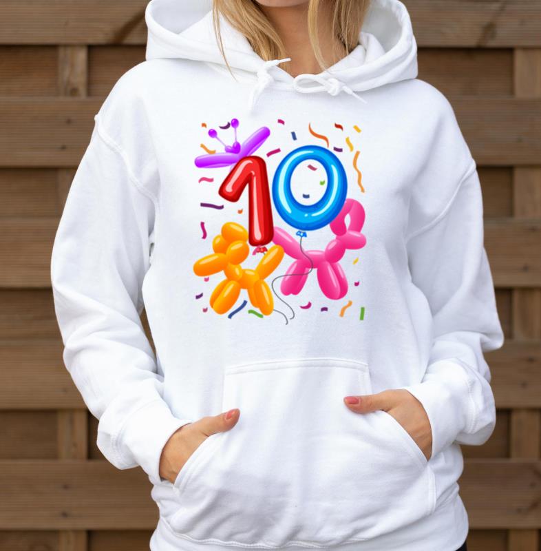 10th Birthday _ Balloon Animals Themed Birthday _ - Unisex Hoodie