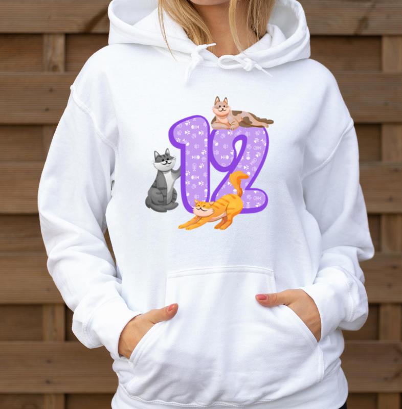 12th Birthday _ Cat Themed Birthday _ Cat Lover - Unisex Hoodie