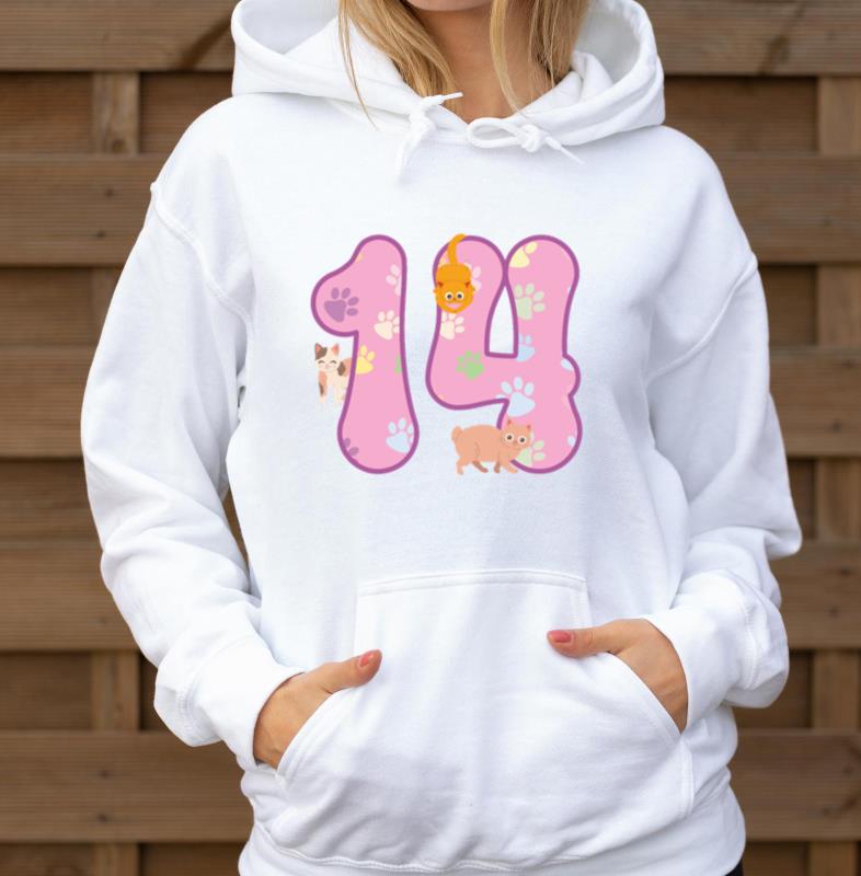 14th Birthday _ Cat Lover Shirt _ Cat Birthday - Unisex Hoodie