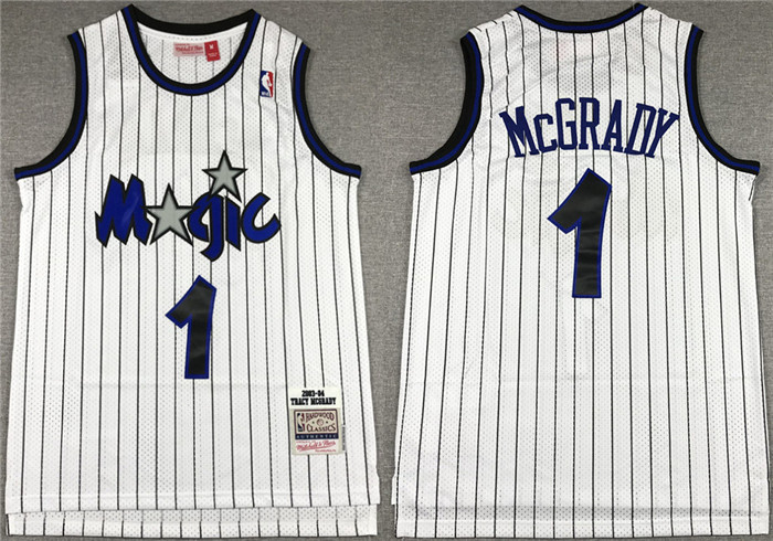 Men Orlando Magic 1 Tracy McGrady 2003 04 White Stitched