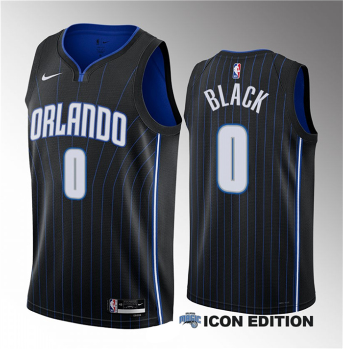 Men Orlando Magic 0 Anthony Black Black 2023 Draft Icon Edition Stitched Basketball