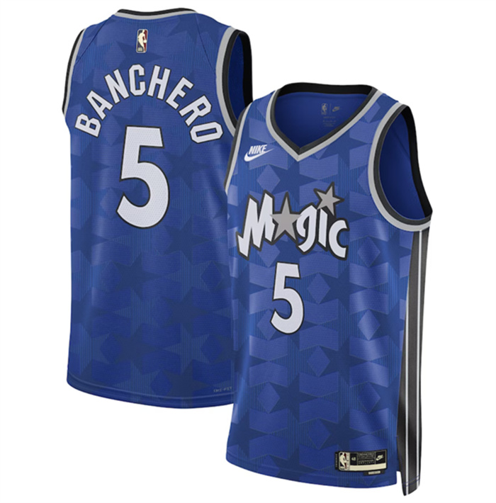 Men Orlando Magic 5 Paolo Banchero Blue 2023 24 Classic Edition Stitched Basketball