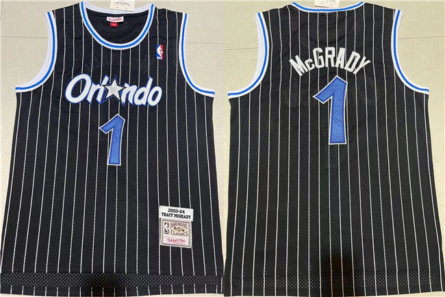 Men Orlando Magic 1 Tracy McGrady Black Stitched