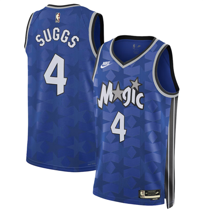 Men Orlando Magic 4 Jalen Suggs Blue 2023 24 Classic Edition Stitched Basketball
