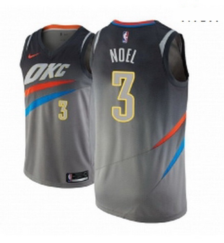 Men NBA 2018 19 Oklahoma City Thunder 3 Nerlens Noel City Edition Gray