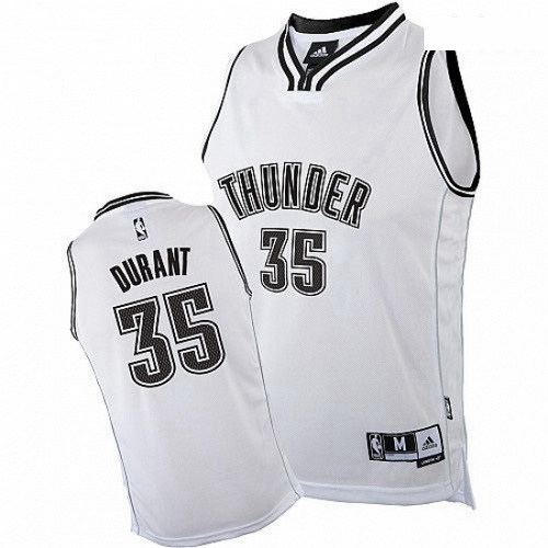 Mens Adidas Oklahoma City Thunder 35 Kevin Durant White on White NBA