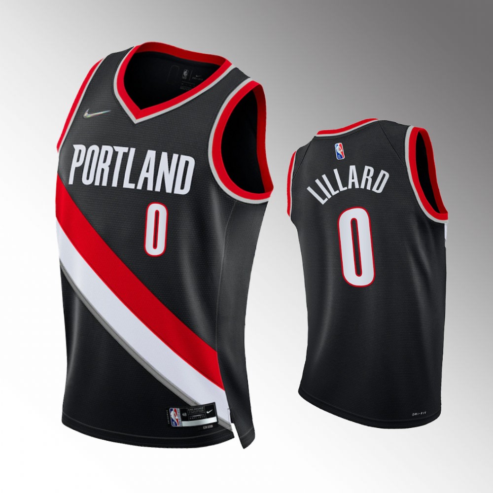 0 Damian Lillard Blazers Black 202122 75th Diamond Anniversary Icon Edition Jersey MOBOLIT OFFICIAL