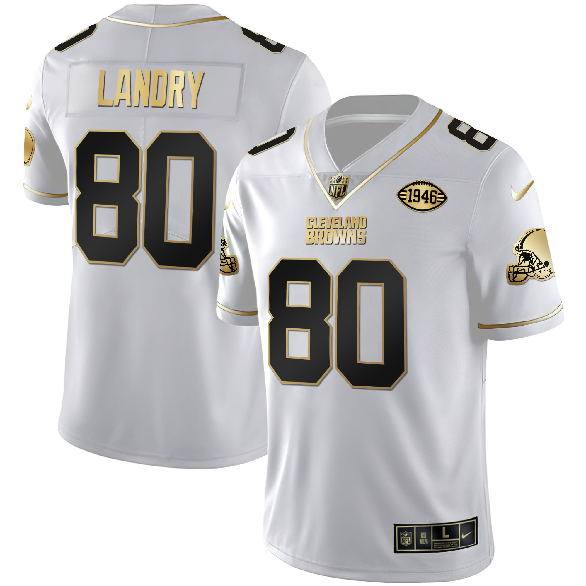 NFL Jarvis Landry Men’s Cleveland Browns Gold & Split Vapor Limited White Gold Jersey
