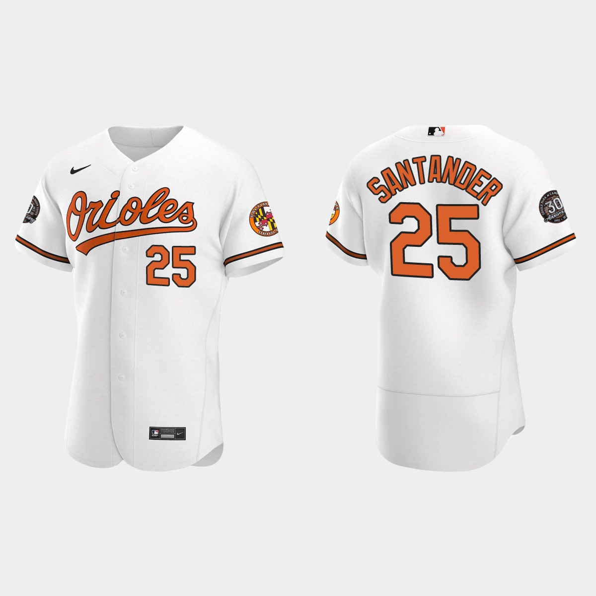 MLB Anthony Santander Baltimore Orioles 30th Anniversary Jersey – White
