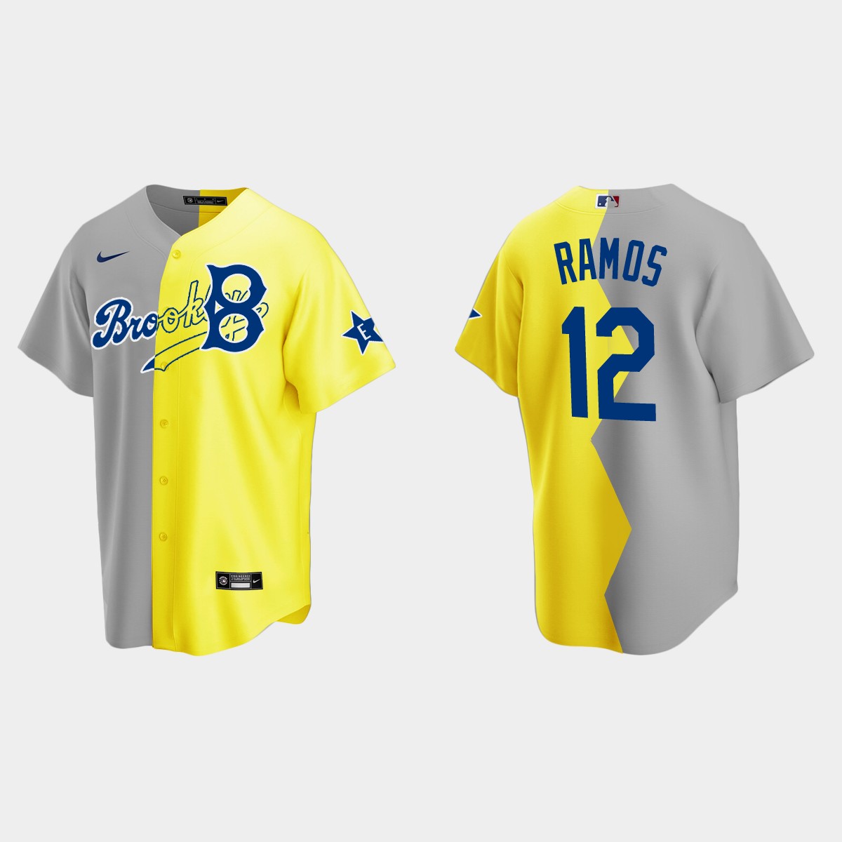 MLB Anthony Ramos Brooklyn Dodgers 2022 Celebrity Softball Game Split Jersey – Gray Yellow