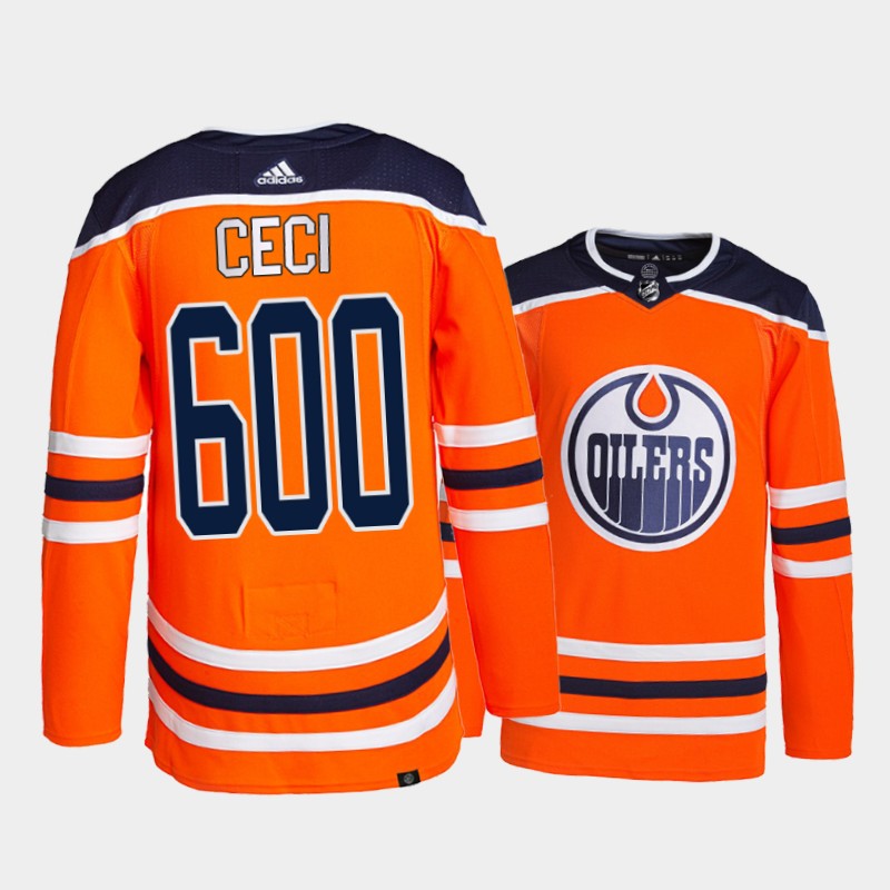 NHL Cody Ceci #5 Edmonton Oilers 600 Career Games Orange Commemorative Edition Jersey