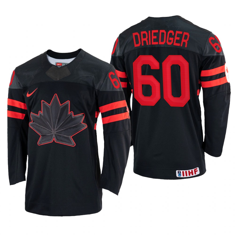 NHL Chris Driedger Canada Black Jersey 2022 IIHF World Championship