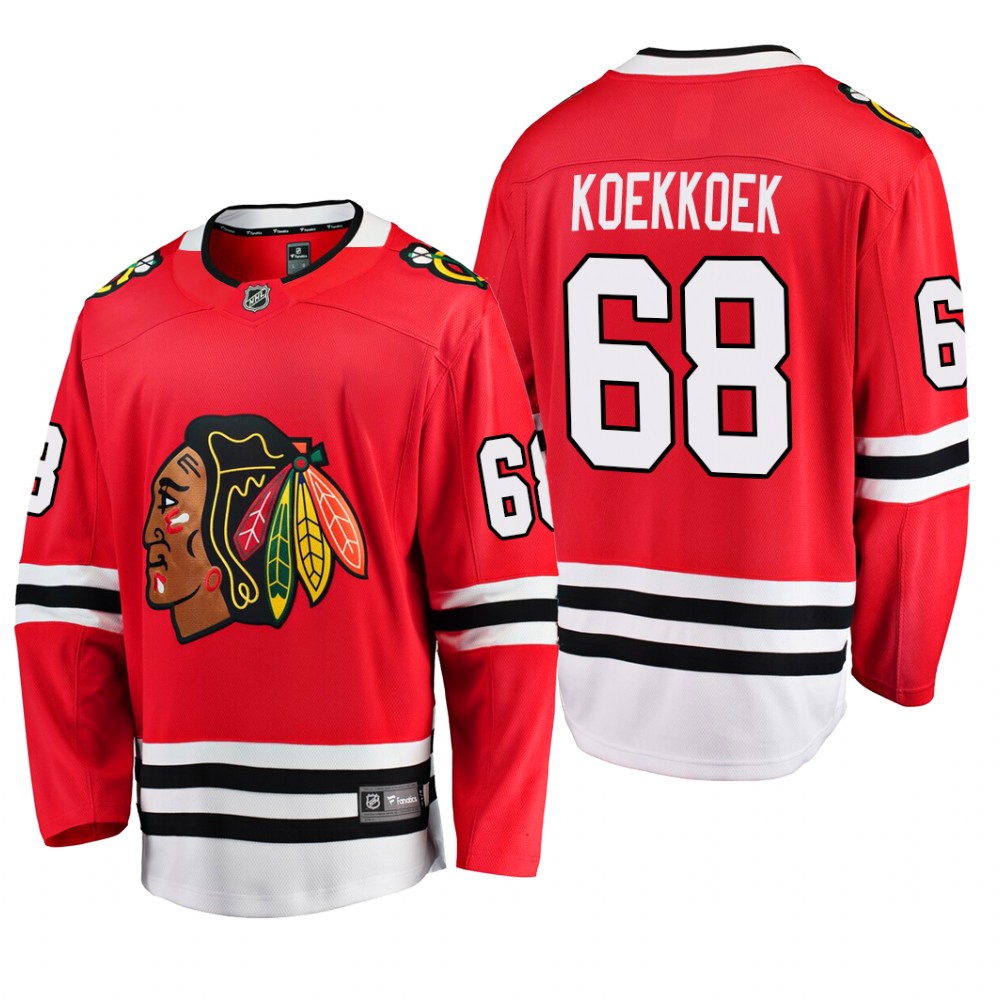 NHL Chicago Blackhawks Slater Koekkoek #68 Home Red 2019-20 Breakaway Player Jersey