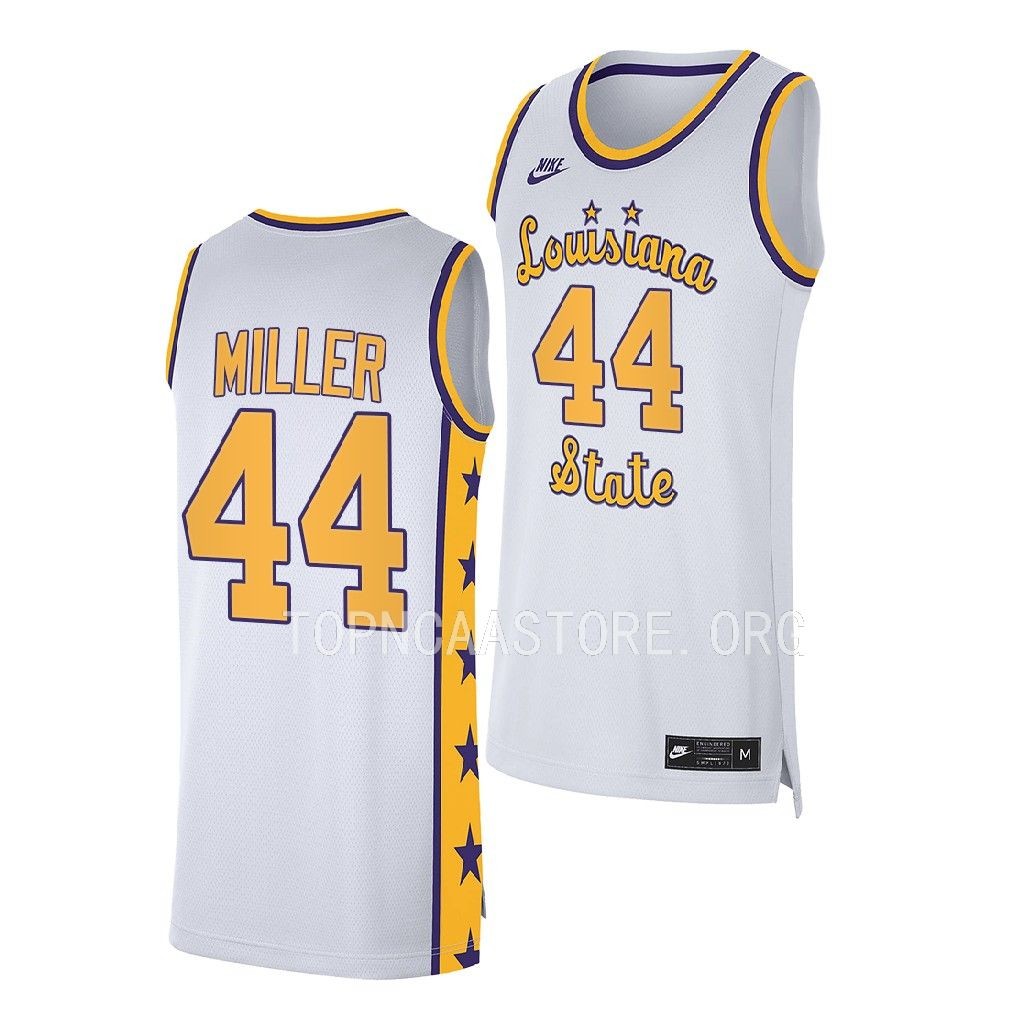 NCAA Adam Miller LSU Tigers #44 White Jersey 2022-23