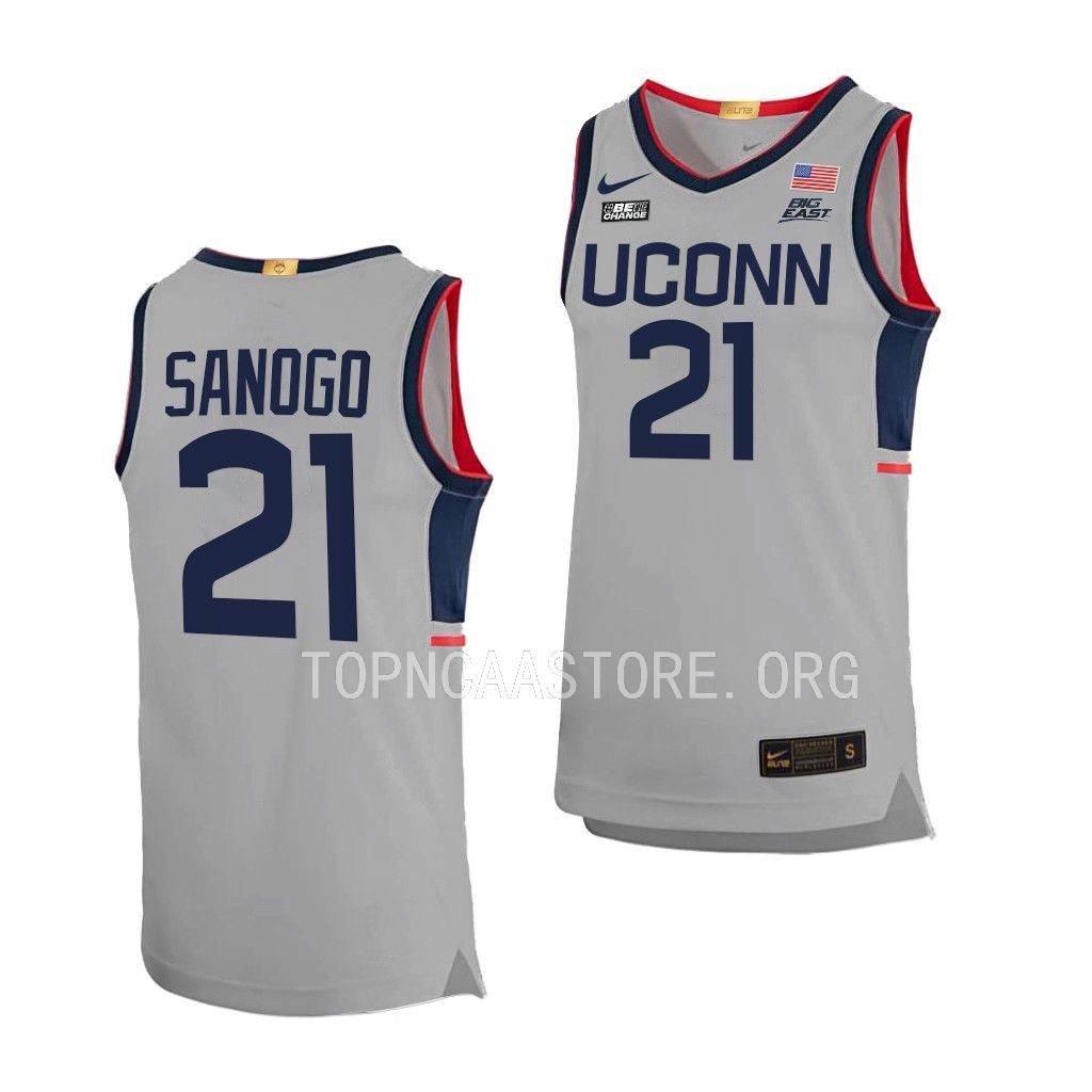 NCAA Adama Sanogo #21 UConn Huskies Alternate Limited Jersey Gray