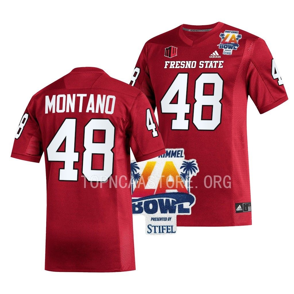 NCAA Abraham Montano Fresno State Bulldogs 2022 LA Bowl #48 Jersey Men’s Red Uniform