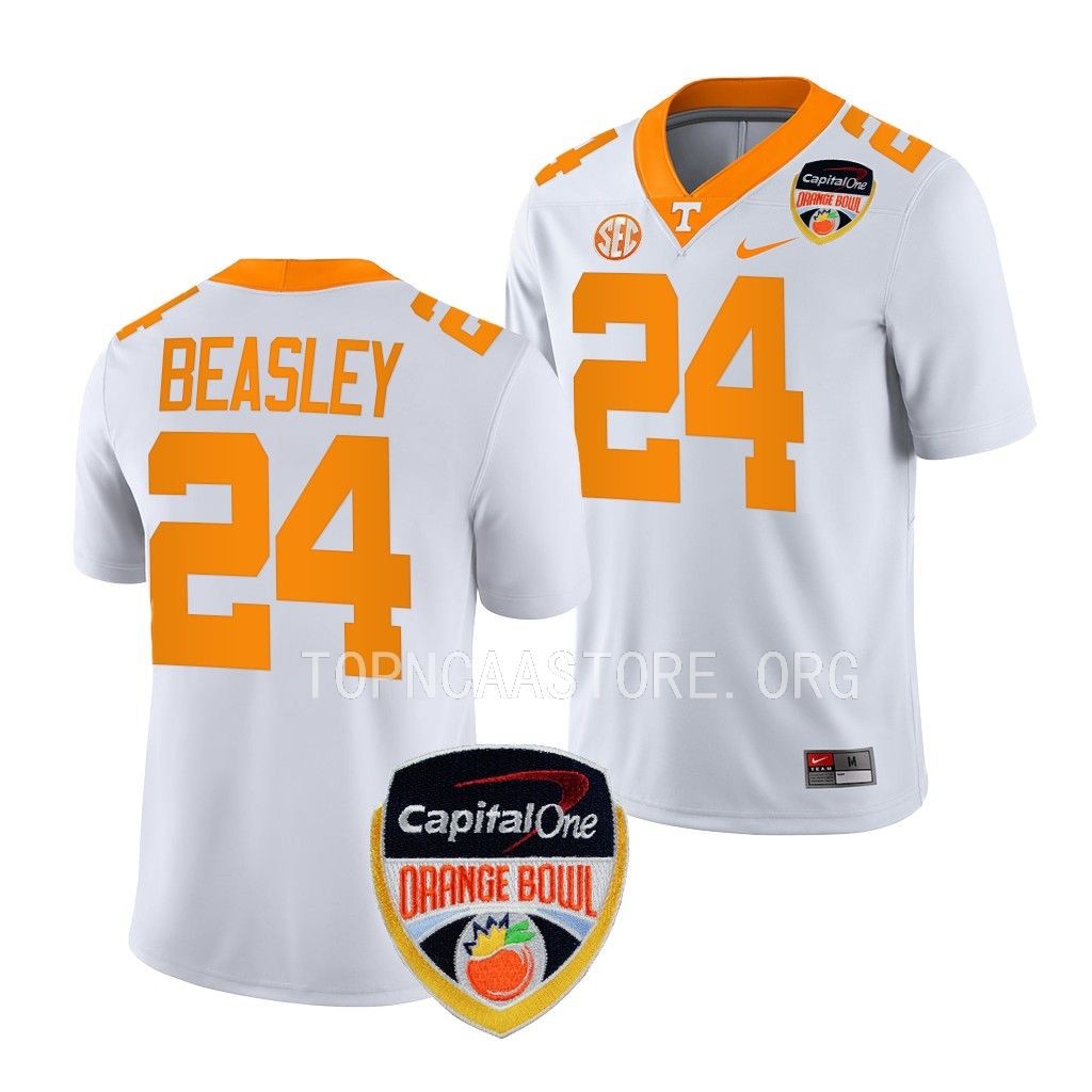 NCAA Aaron Beasley Tennessee Volunteers 2022 Orange Bowl College Jersey Men’s White #24 Uniform