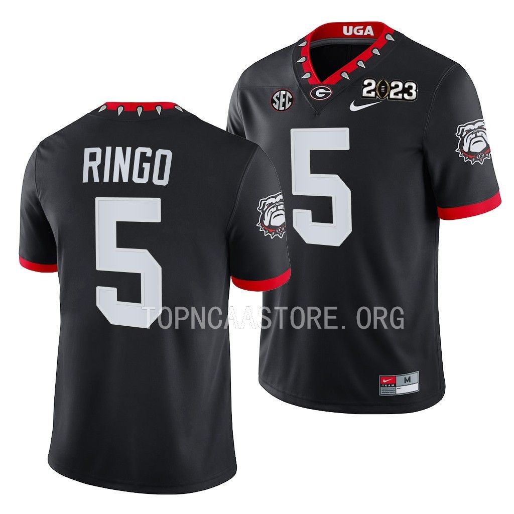 NCAA 2023 National Championship Kelee Ringo Georgia Bulldogs #5 Black College Playoff Jersey Men’s