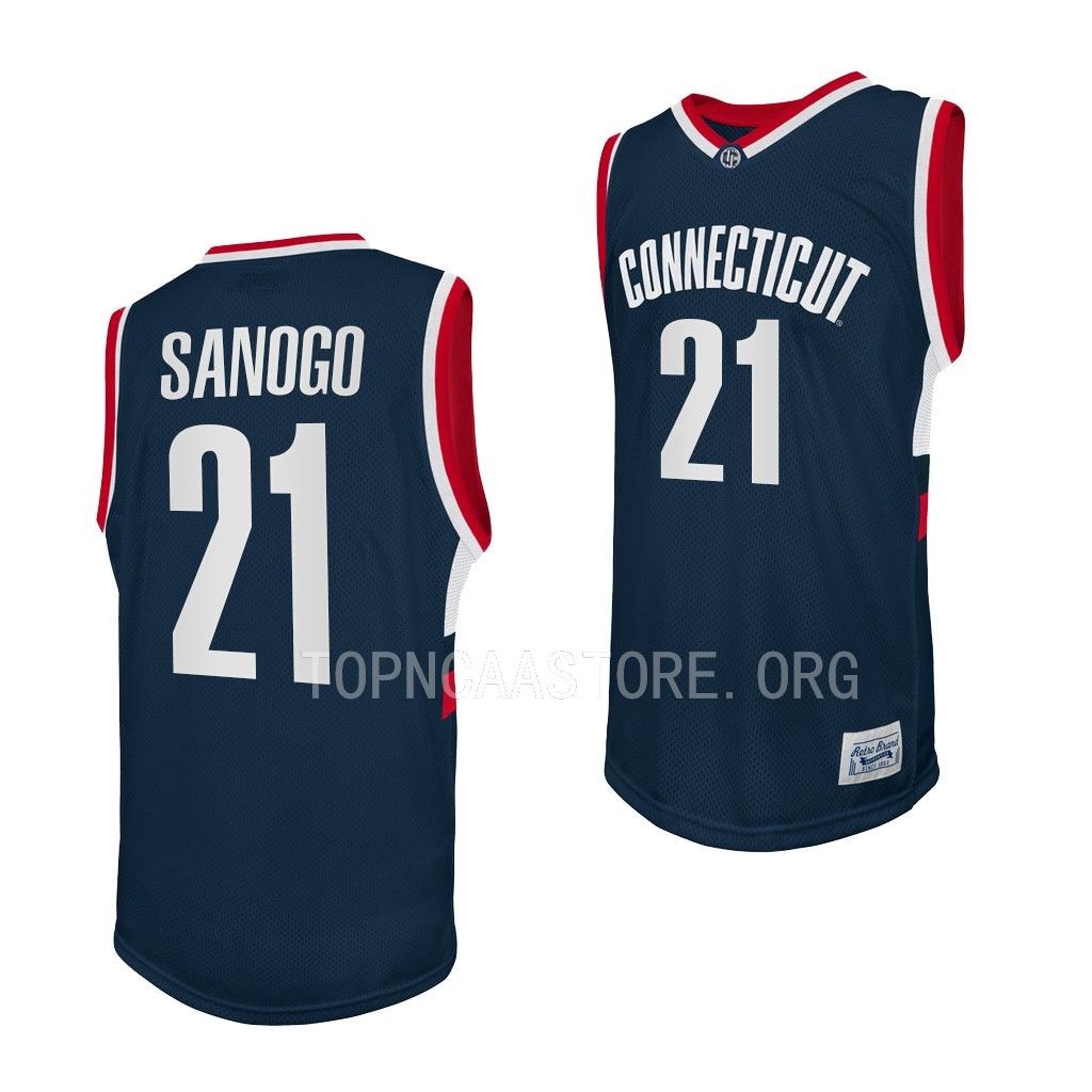 NCAA Adama Sanogo UConn Huskies #21 Navy Retro Jersey 2022-23