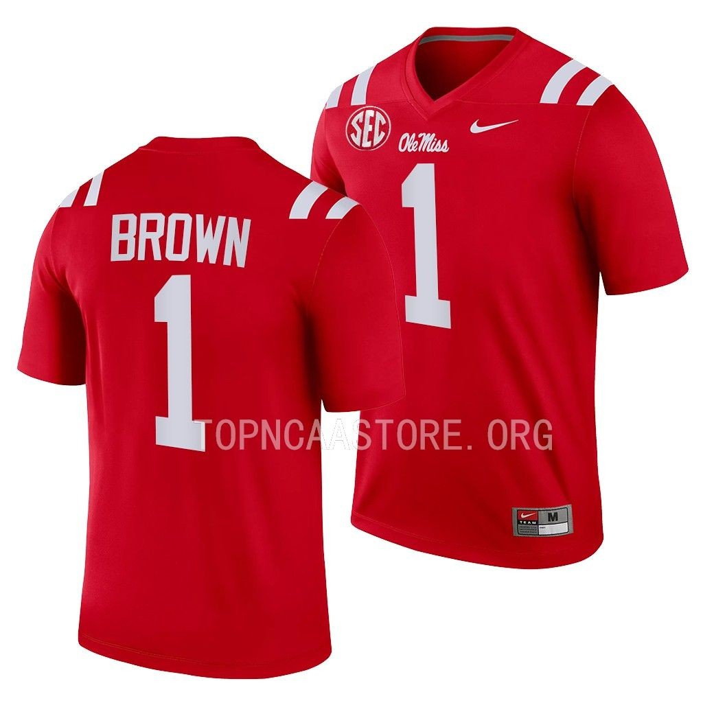 NCAA A.J. Brown Ole Miss Rebels Legend #1 Jersey Men’s Red NFL Alumni Uniform