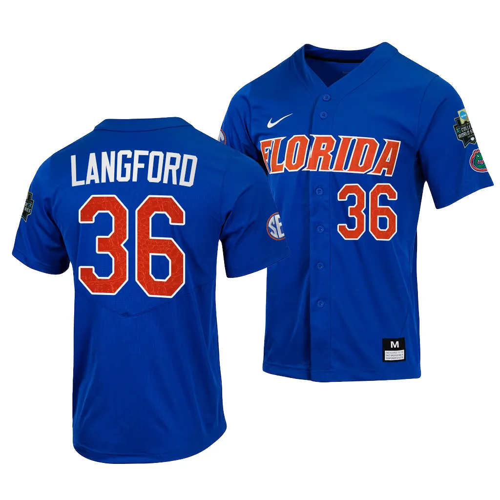 NCAA 2023 College World Series Wyatt Langford Florida Gators NCAA Royal Jersey Men #36