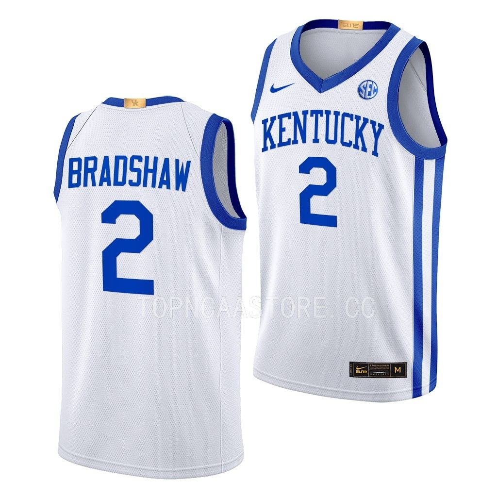 NCAA Aaron Bradshaw Kentucky Wildcats #2 White Home Jersey 2023 Classc