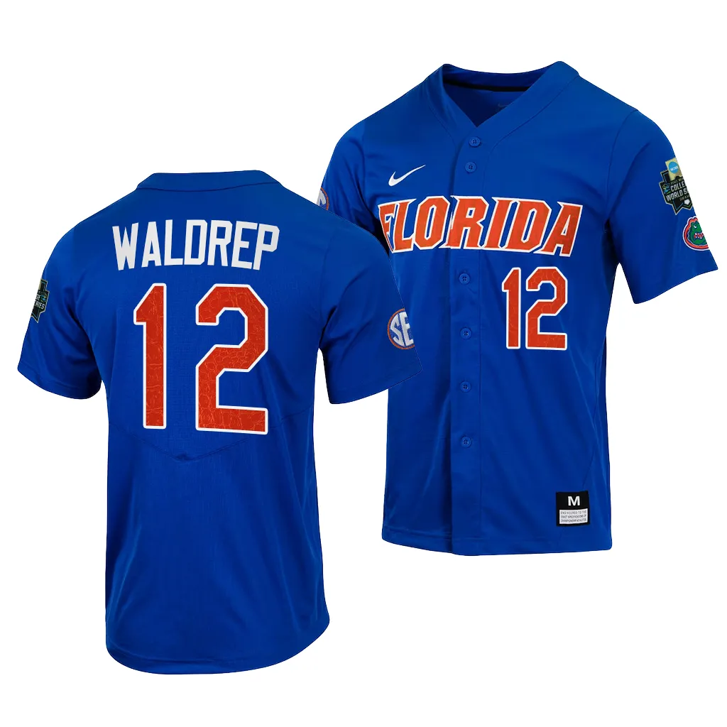 NCAA 2023 College World Series Hurston Waldrep Florida Gators NCAA Royal Jersey Men #12