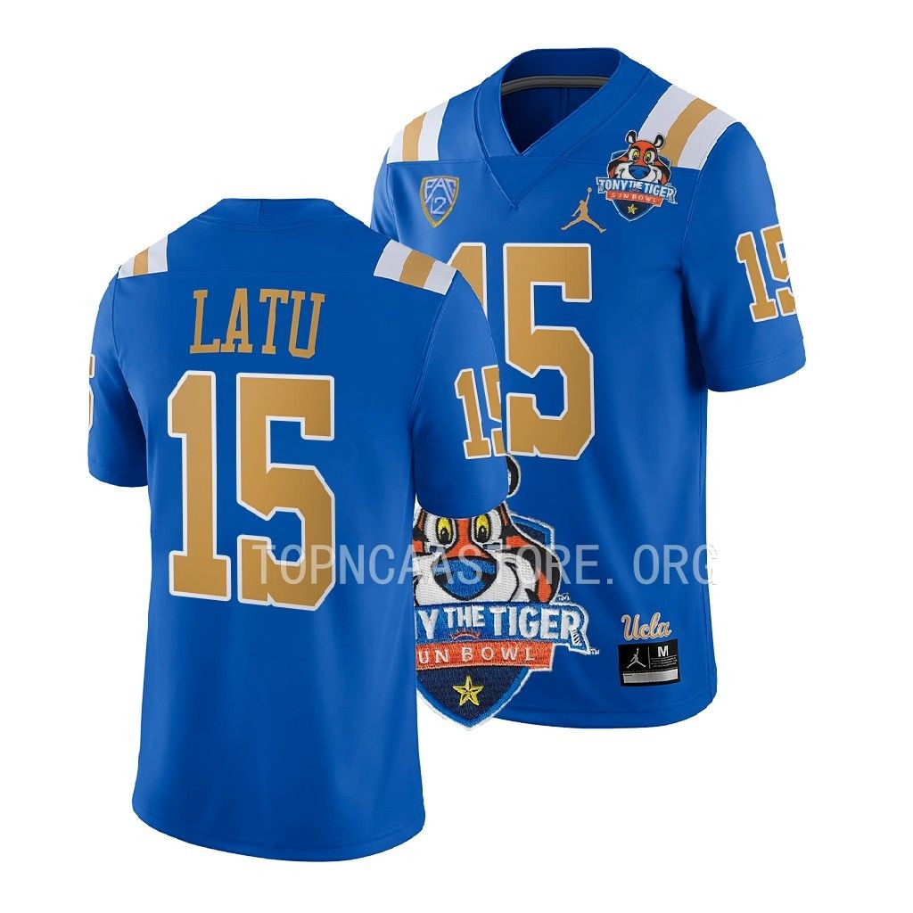 NCAA 2022 Tony The Tiger Sun Bowl Laiatu Latu UCLA Bruins #15 Blue Jersey Men’s
