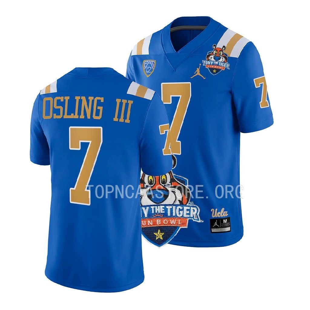 NCAA 2022 Tony The Tiger Sun Bowl Mo Osling III UCLA Bruins #7 Blue Jersey Men’s