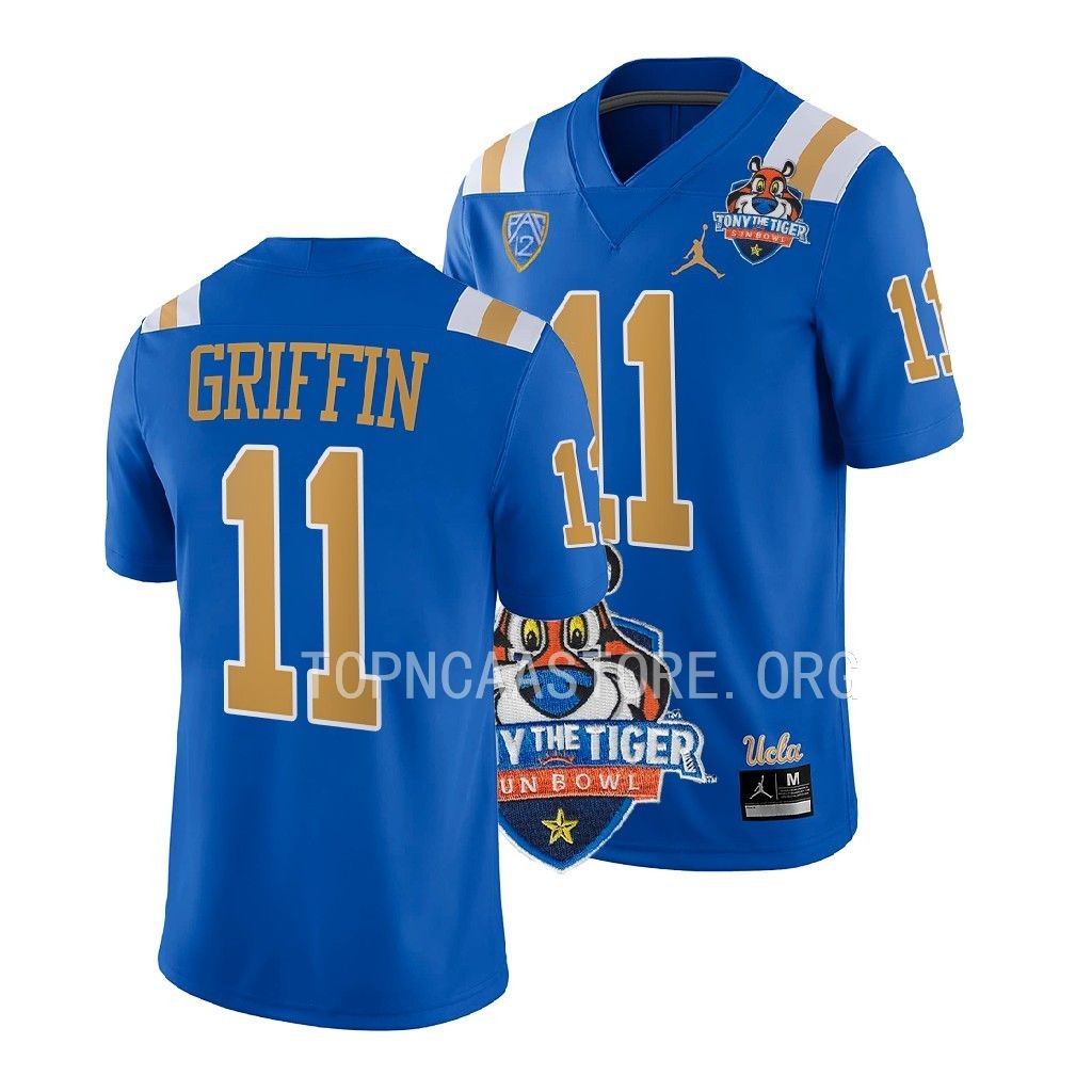 NCAA 2022 Tony The Tiger Sun Bowl Chase Griffin UCLA Bruins #11 Blue Jersey Men’s