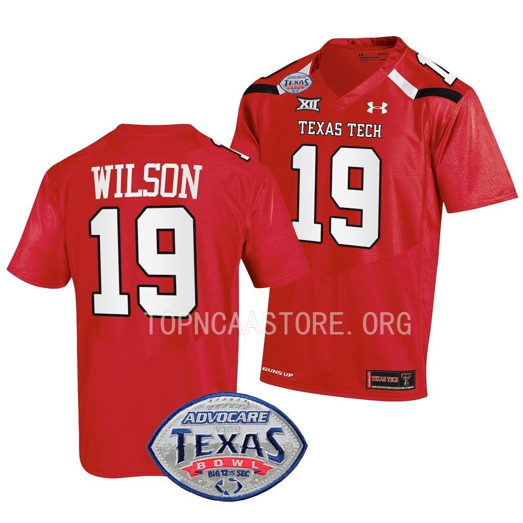 NCAA 2022 Texas Bowl Tyree Wilson Texas Tech Red Raiders #19 Red Jersey Men’s