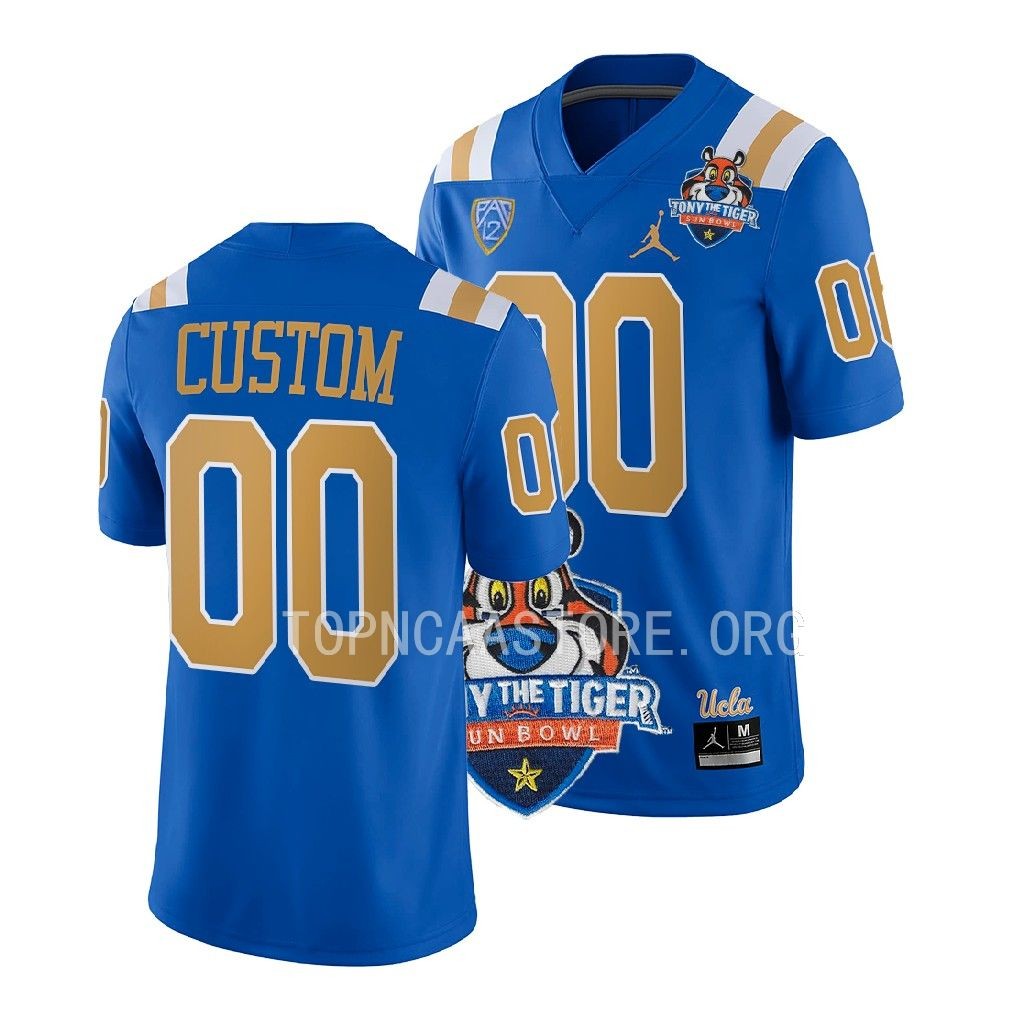 NCAA 2022 Tony The Tiger Sun Bowl Custom UCLA Bruins #00 Blue Jersey Men’s