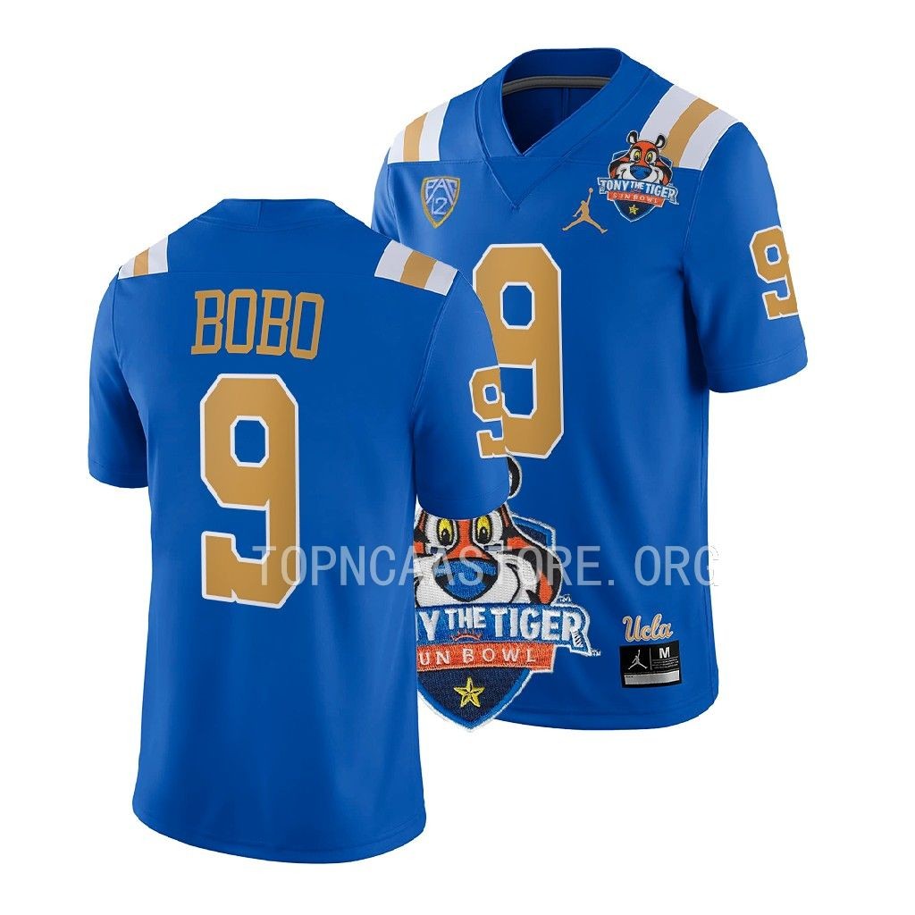 NCAA 2022 Tony The Tiger Sun Bowl Jake Bobo UCLA Bruins #9 Blue Jersey Men’s