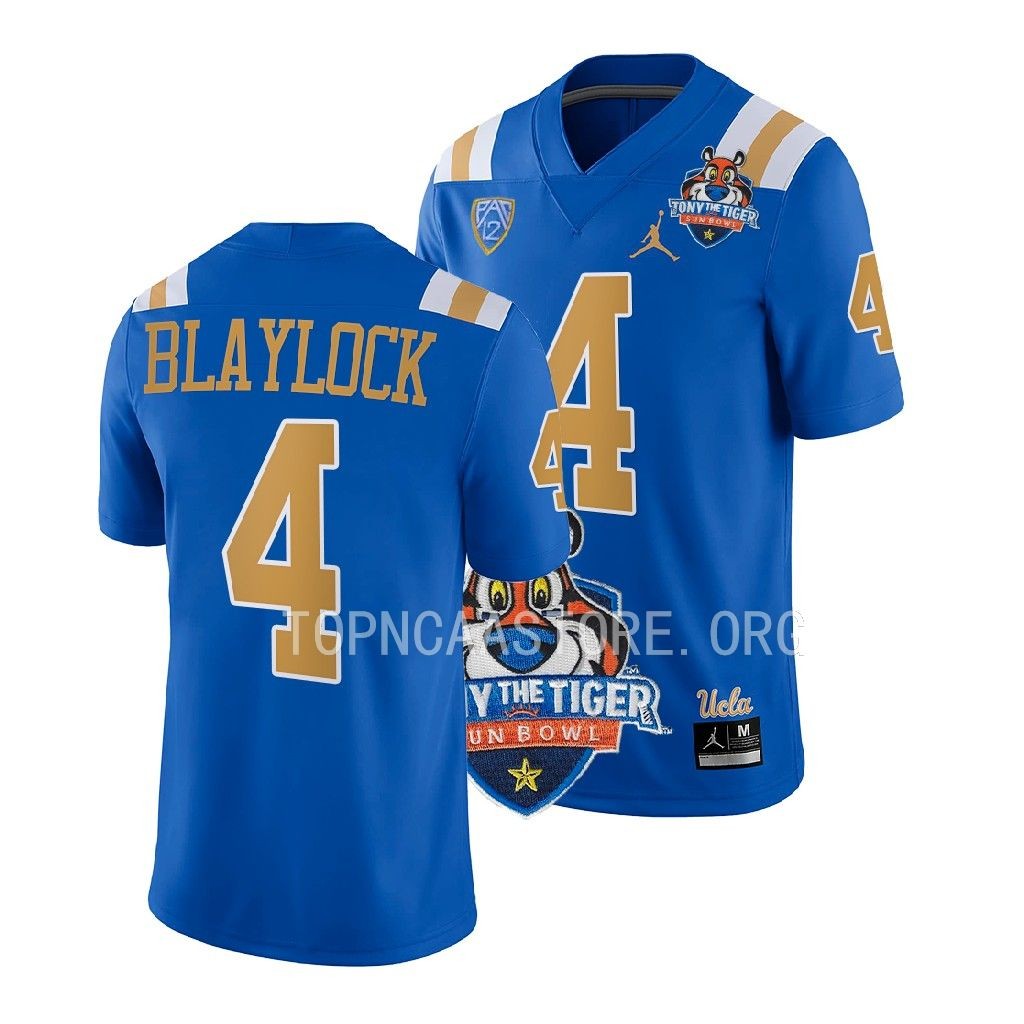 NCAA 2022 Tony The Tiger Sun Bowl Stephan Blaylock UCLA Bruins #4 Blue Jersey Men’s