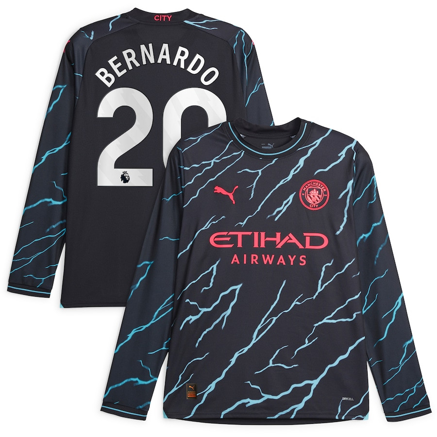 Bernardo Silva 20 Manchester City 2023/24 Third Long Sleeve Men Jersey &#8211; Navy