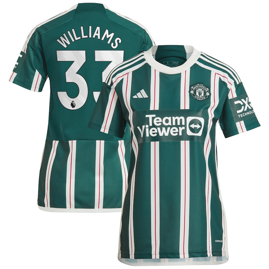 Brandon Williams 33 Manchester United 2023/24 Away Women Jersey – Green