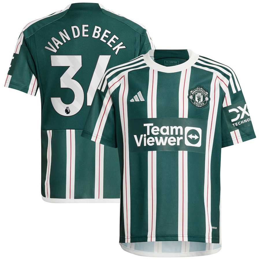 Donny Van De Beek 34 Manchester United 2023/24 Away Youth Jersey – Green