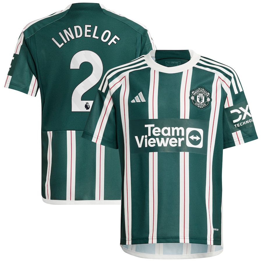 Victor Lindelof 2 Manchester United 2023/24 Away Youth Jersey – Green