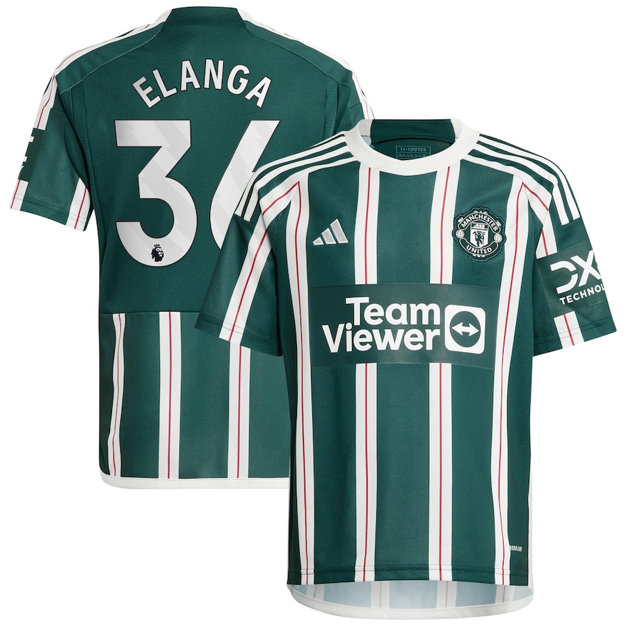Anthony Elanga 36 Manchester United 2023/24 Away Youth Jersey – Green