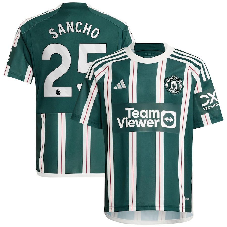 Jadon Sancho 25 Manchester United 2023/24 Away Youth Jersey – Green
