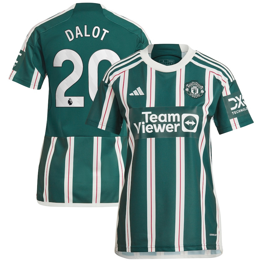 Diogo Dalot 20 Manchester United 2023/24 Away Women Jersey – Green