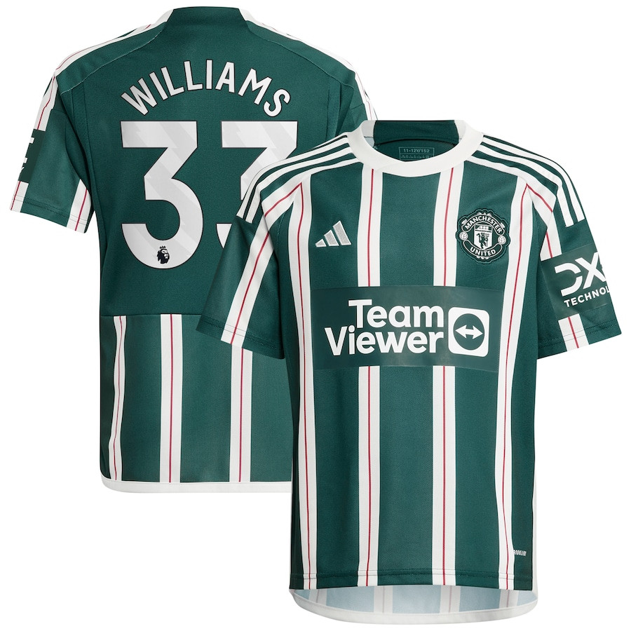 Brandon Williams 33 Manchester United 2023/24 Away Youth Jersey – Green