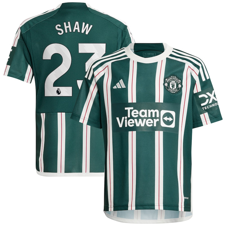 Luke Shaw 23 Manchester United 2023/24 Away Youth Jersey – Green