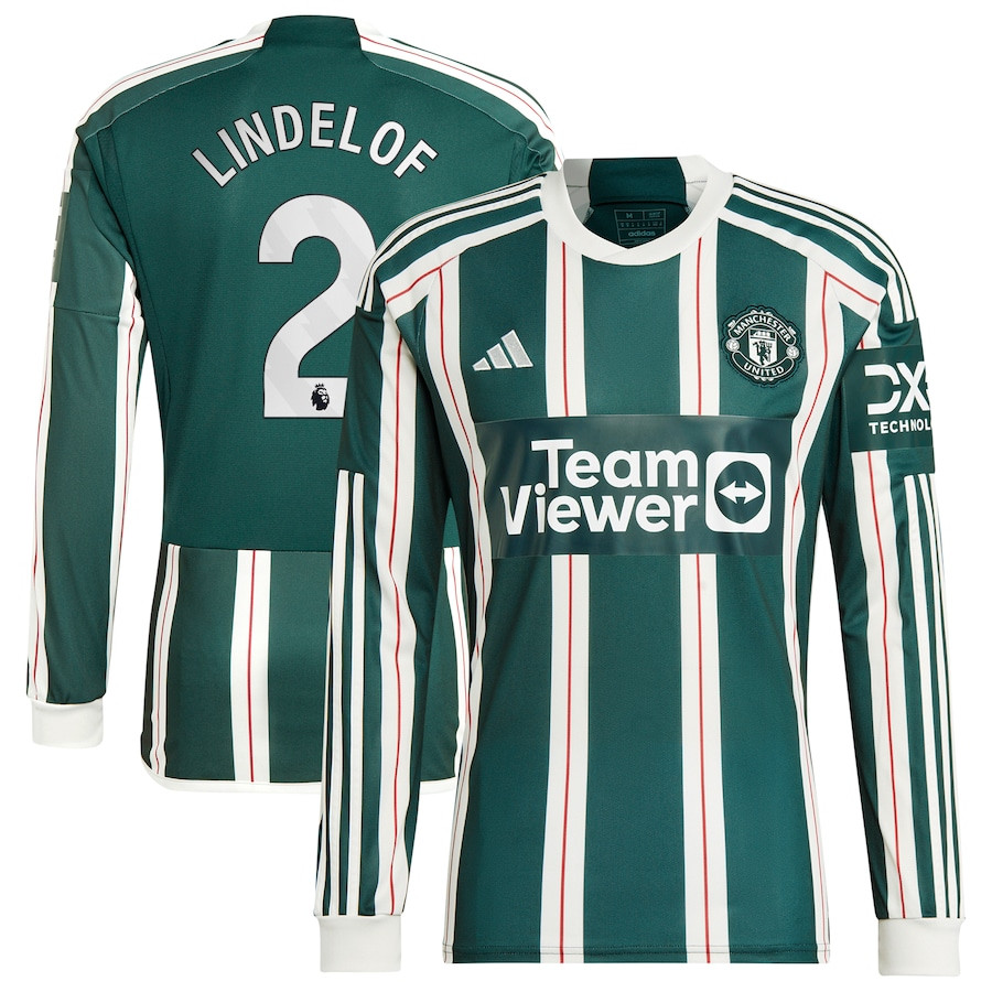 Victor Lindelof 2 Manchester United 2023/24 Away Long Sleeve Men Jersey – Green