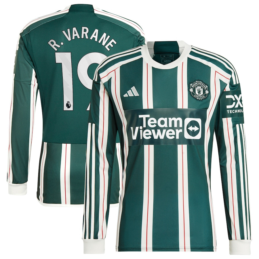 Raphael Varane 19 Manchester United 2023/24 Away Long Sleeve Men Jersey – Green