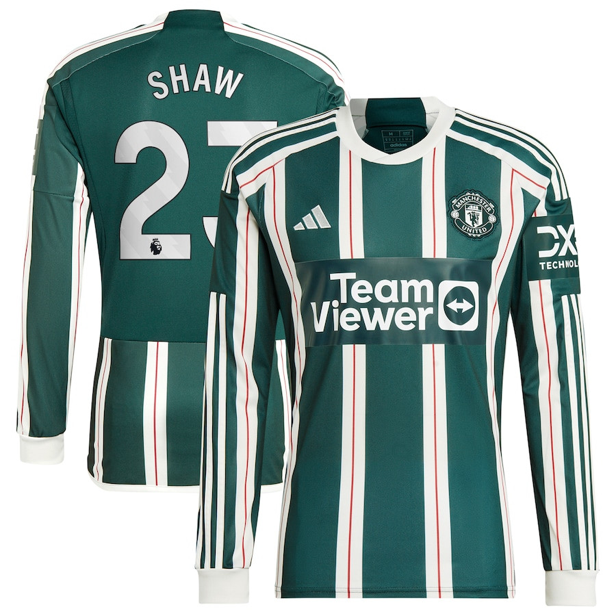 Luke Shaw 23 Manchester United 2023/24 Away Long Sleeve Men Jersey &#8211; Green