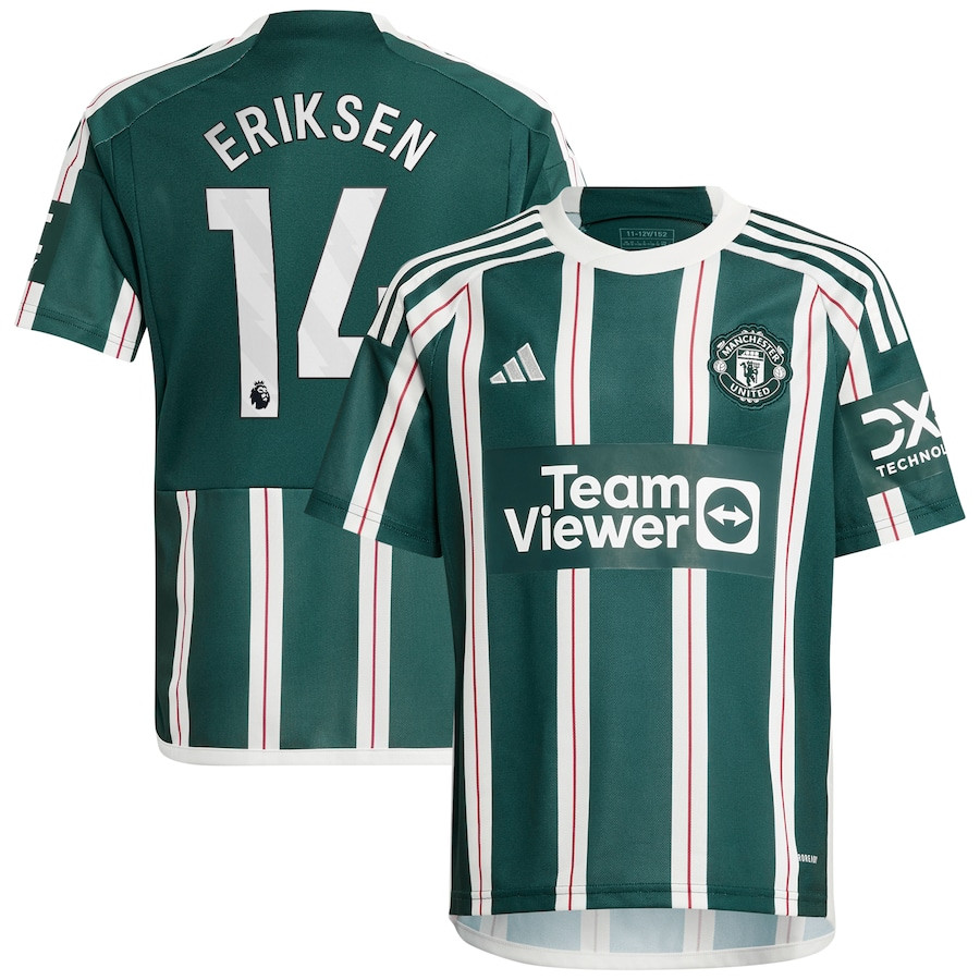 Christian Eriksen 14 Manchester United 2023/24 Away Youth Jersey – Green